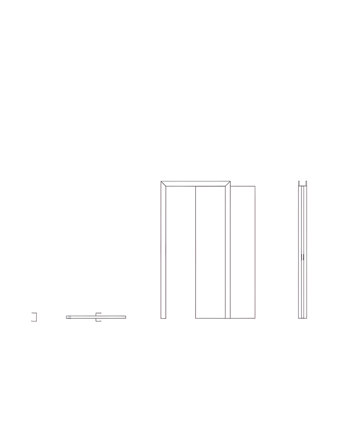 Pocket door system shown within wall section detail.