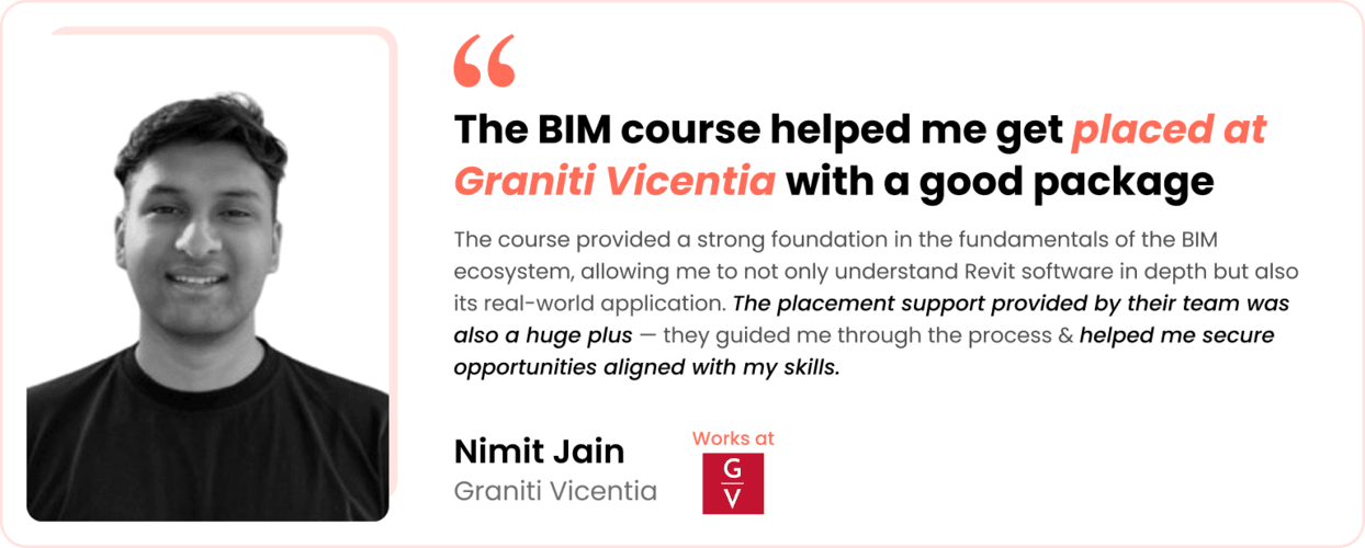 Nimit Jain Kaarwan BIM course alumni placed at Graniti Vicentia.
