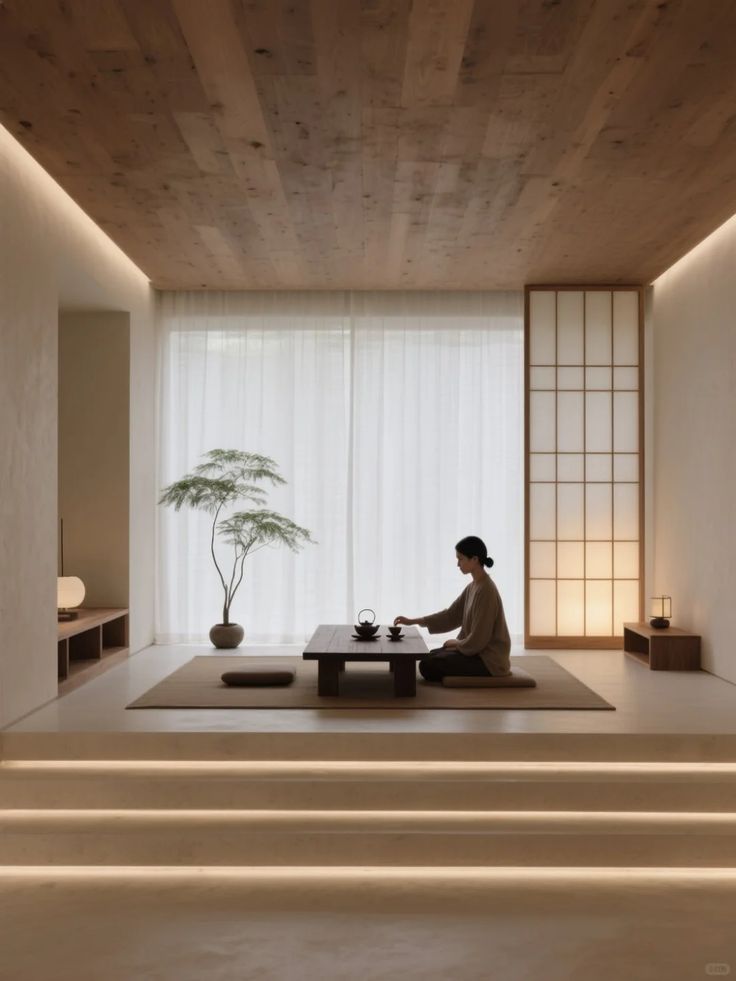 Minimal Japanese interior highlighting open space and spatial balance.*