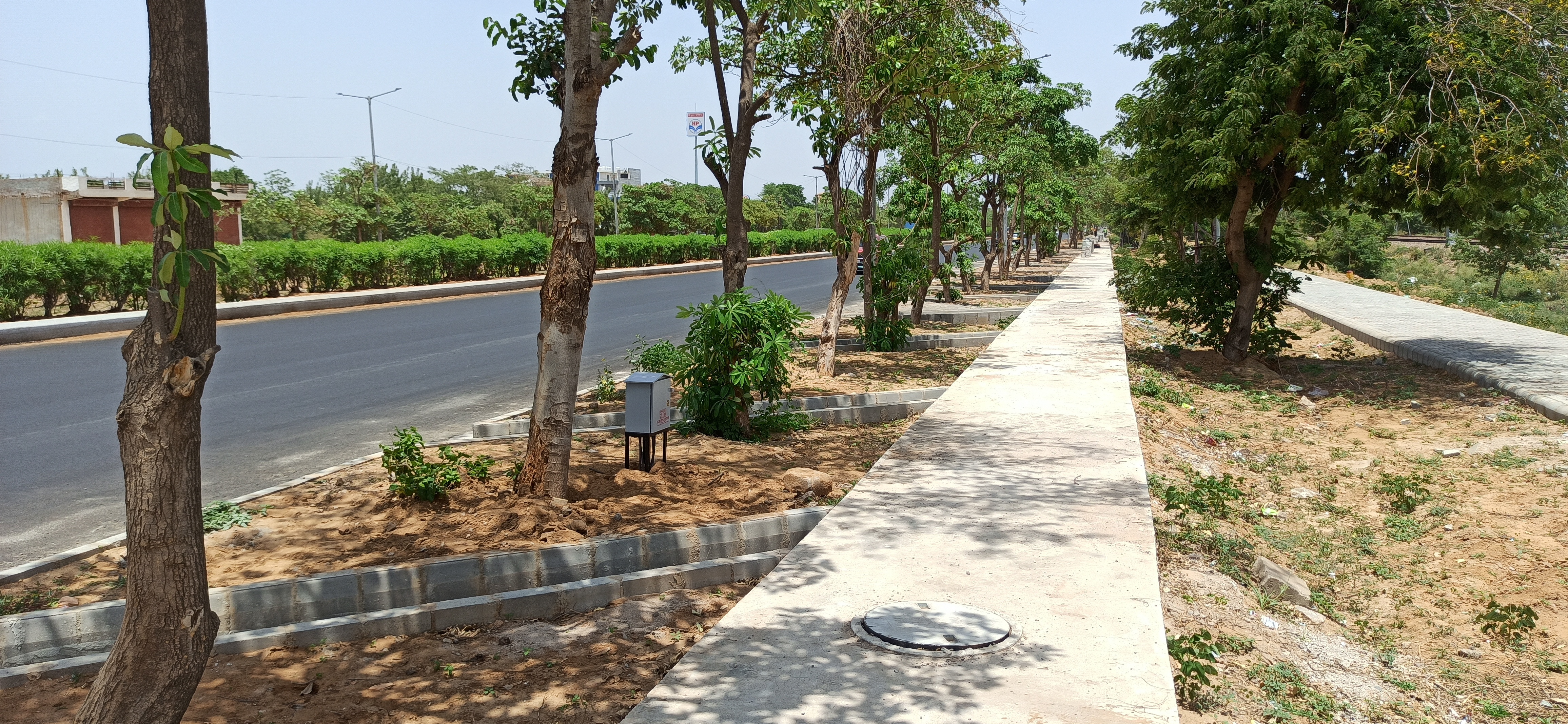 Diagnol Slits, through Ganga Marg road, that channel storm water to recharge ground water and store some place else. Jaipur, India.&nbsp;