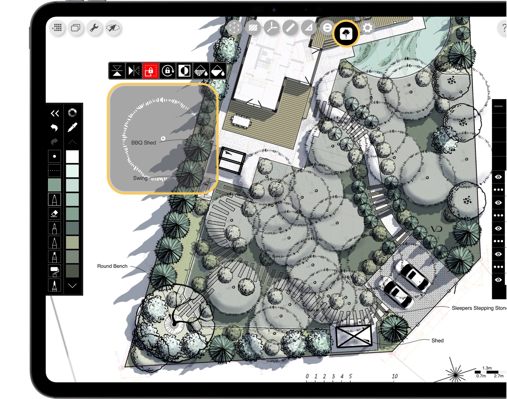 Morpholio Trace app interface with sketches and augmented reality tools for architecture design