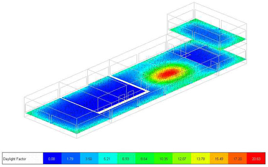 Daylight of Courtyard - Daylight simulation for Case 2. Source (author using DesignBuilder). From Simulating the thermal efficiency of courtyard houses: New architectural insights from the warm and humid climate of Tiruchirappalli City, India by R. Gunasekaran & R. S. Priya, Architecture, 5(2), 2025.