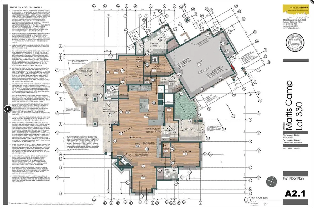 Close-up of architectural drawing title block showing scale and revision.