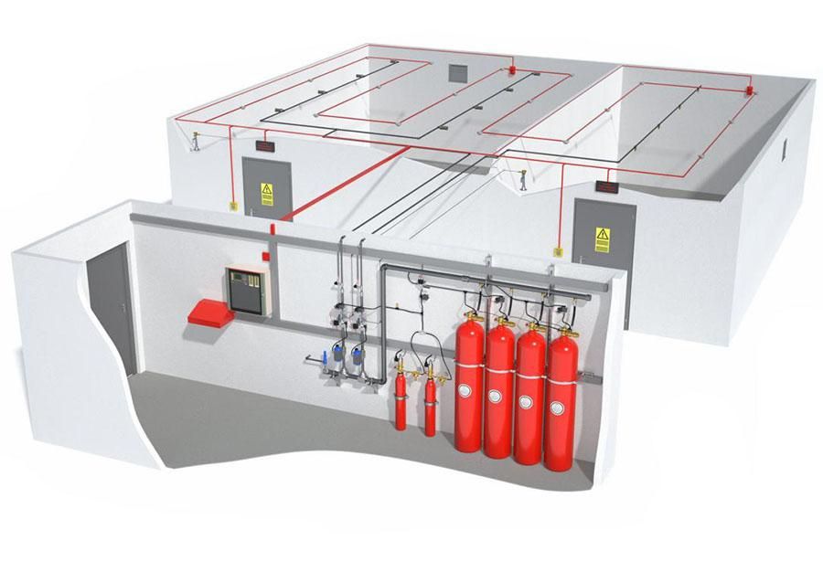 Fire safety schematic with refuge floors and fire staircases