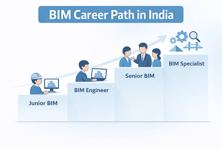 BIM career progression from junior to senior roles with simple growth illustration