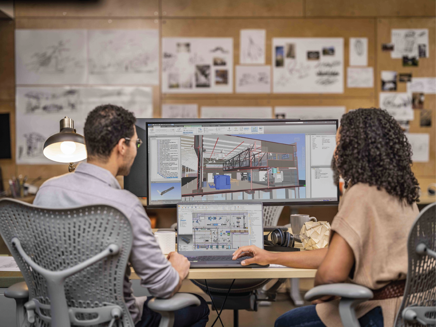 Team working on a project using BIM workflow 