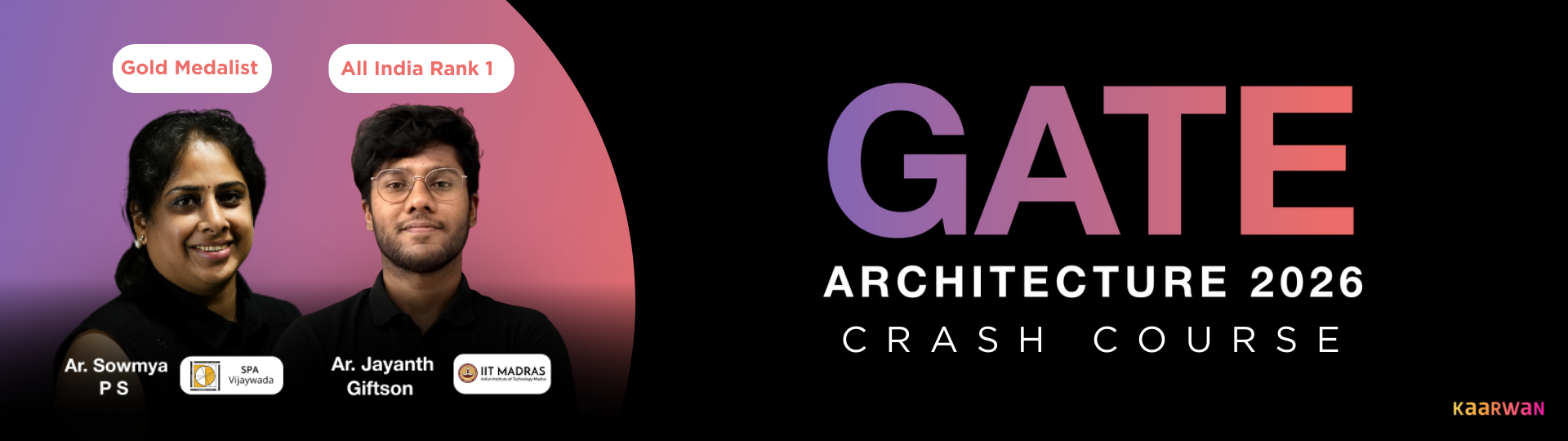 GATE Architecture Crash Course with AIR 1 (2025) only with Kaarwan