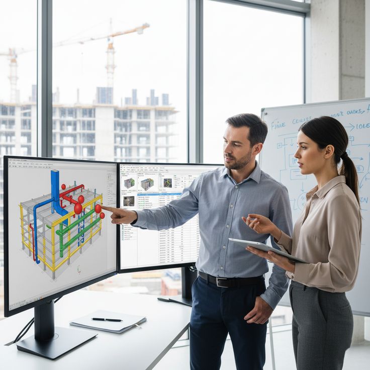 Architect developing a detailed BIM model using Revit software.