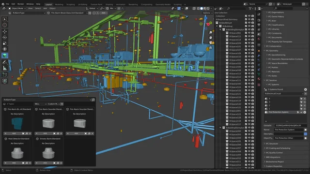 Blender 3D modeling workspace with free architectural add-ons enabled