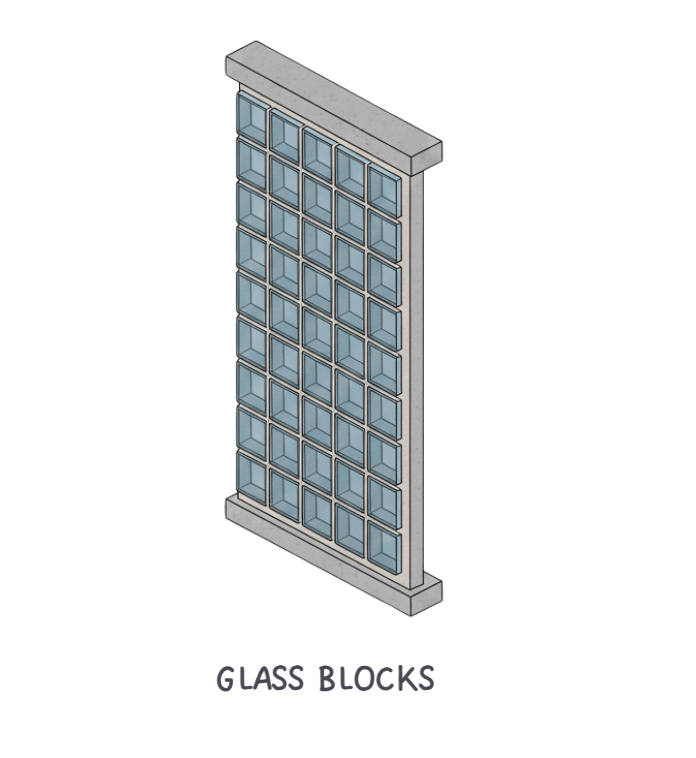 glass blocks facade
