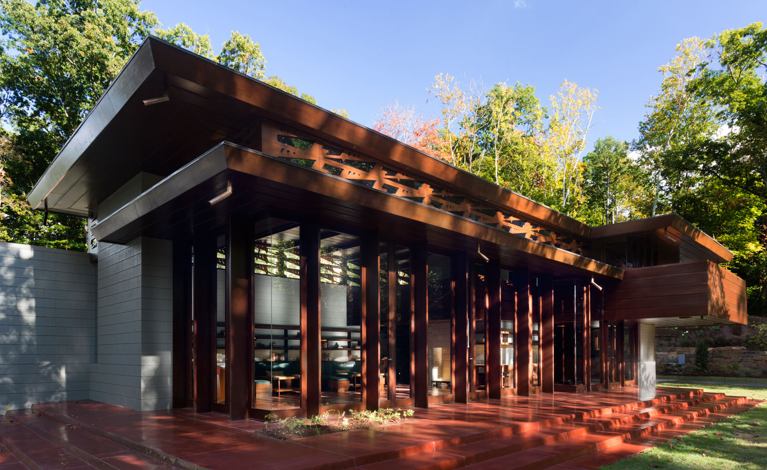 Detail of wooden structure and glazing in Bachman-Wilson House.