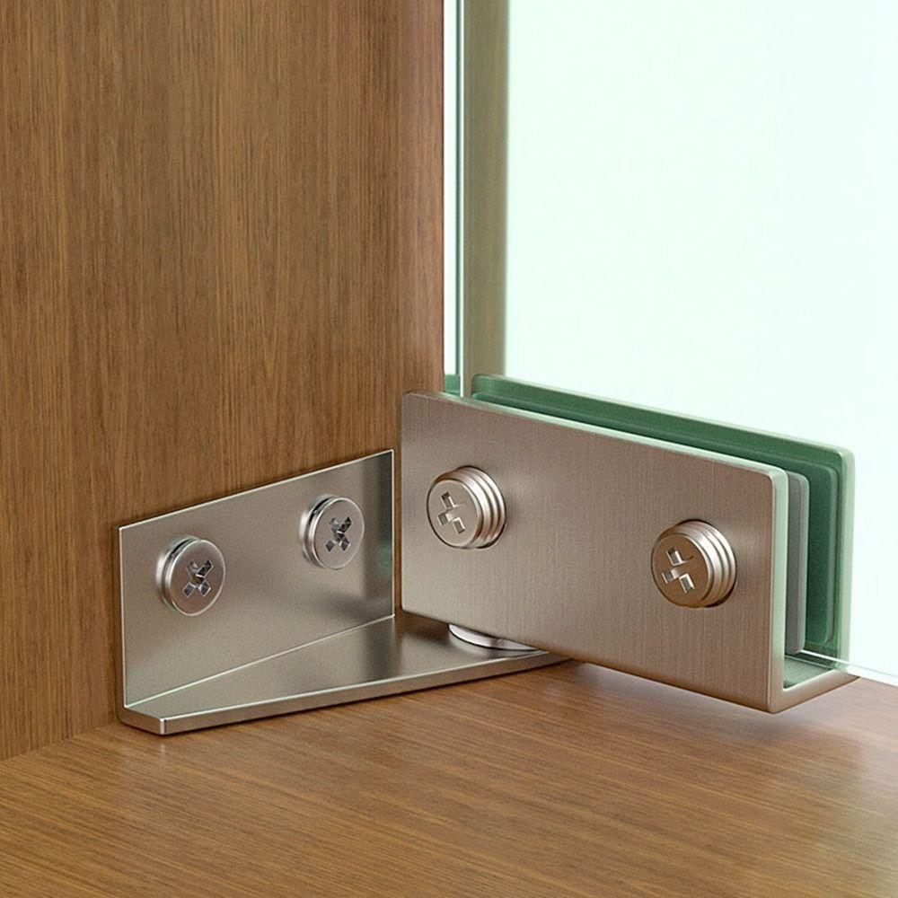  Glass door hinge supporting glass shutter in modern kitchen cabinet.*