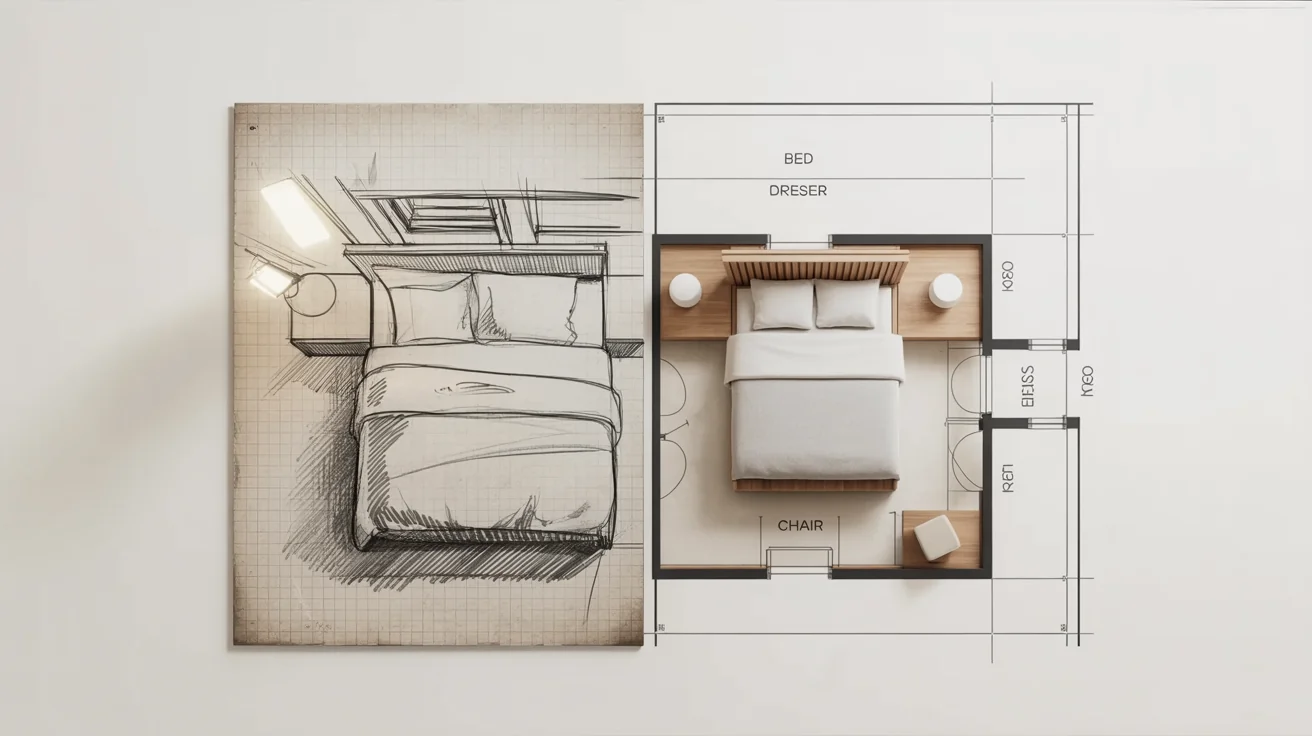  Sketch2Plan AI converting hand-drawn sketches into architectural floor plans.*