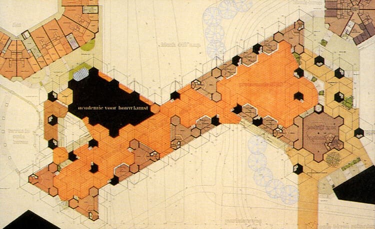 Hexagonal architectural pattern forming modular geometric structure