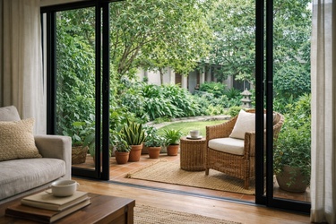 Home interior connected to outdoor greenery and fresh air