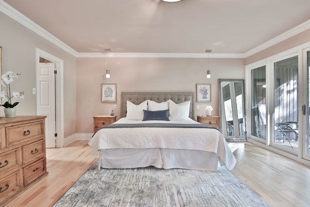 Bright, elegant bedroom with soft neutral tones, wooden furniture, glass doors, and a cozy rug