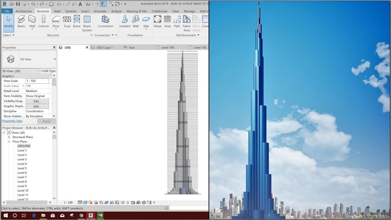 Digital Twin of  Bhurj Khalifa Project on Revit