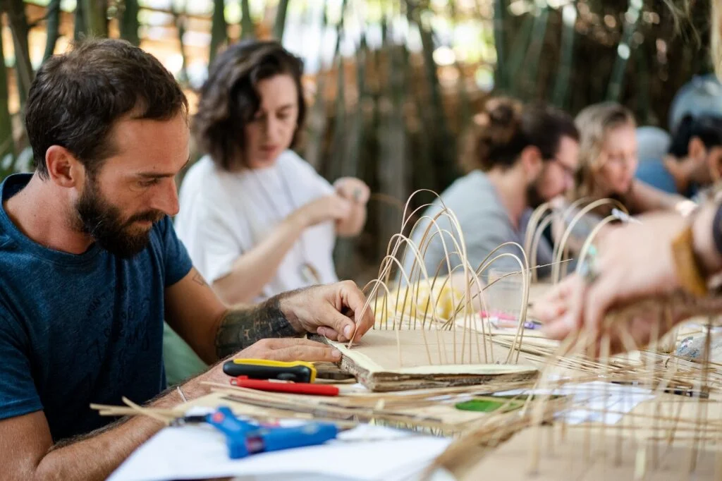 Group using Bamboo to make Bamboo Architecture Models