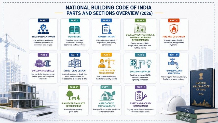 National Building Code of India parts and sections overview 2026&nbsp;&nbsp;