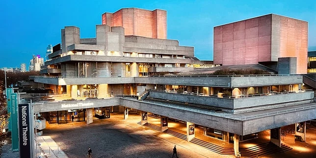 National Theatre in London featuring exposed concrete and geometric forms.