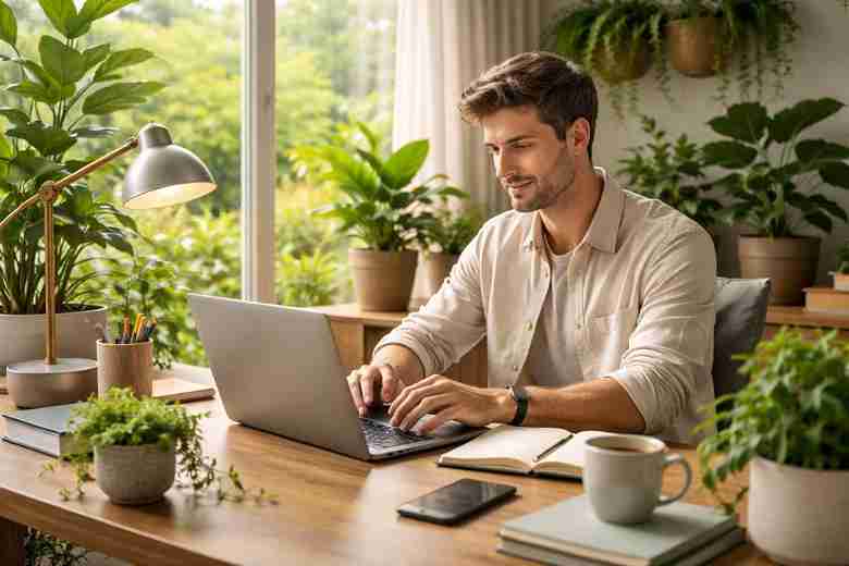Biophilic interior design enhancing focus and productivity