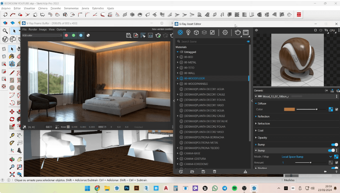 Rendering model in V-Ray
