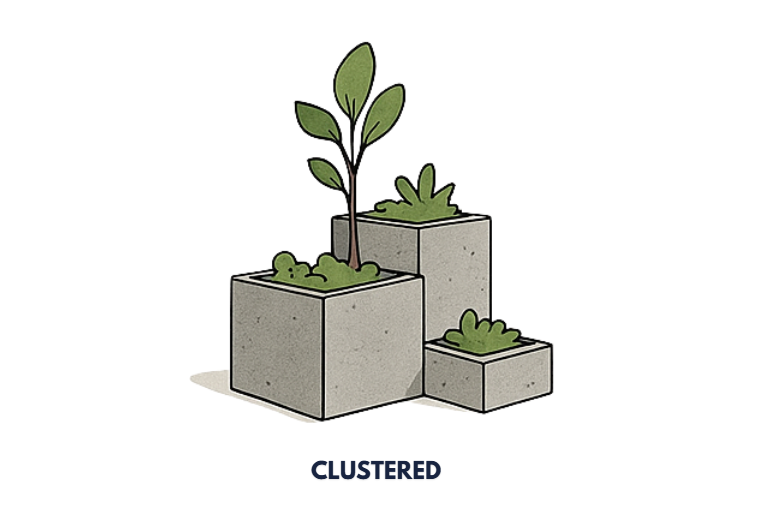 Clustered Planter Box Illustrated