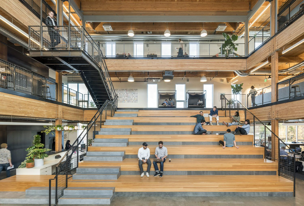 staircase with seating