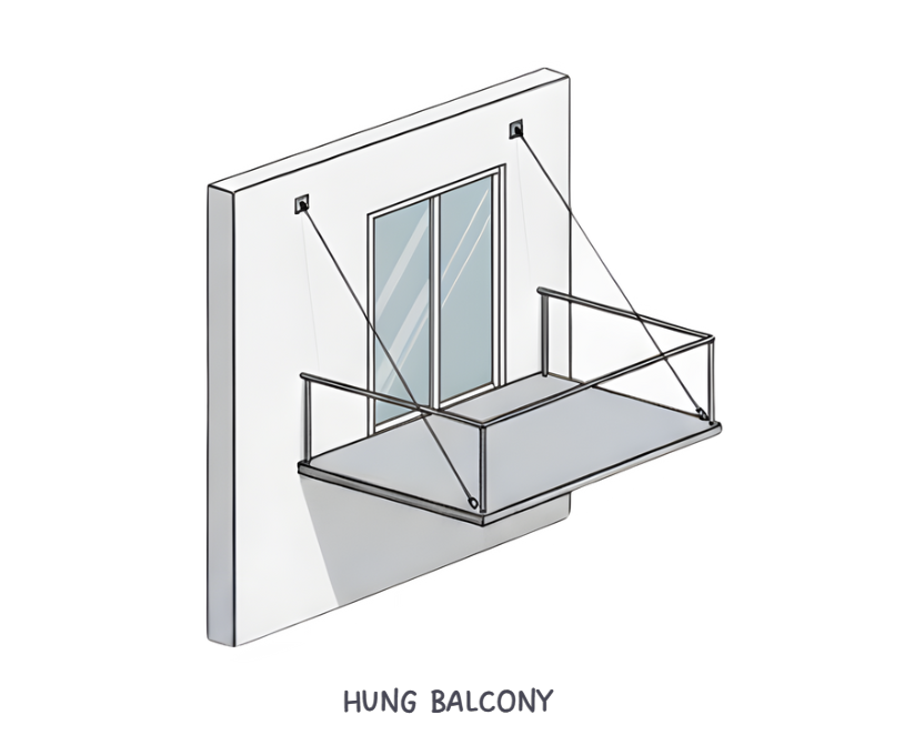 hung cantilever balcony