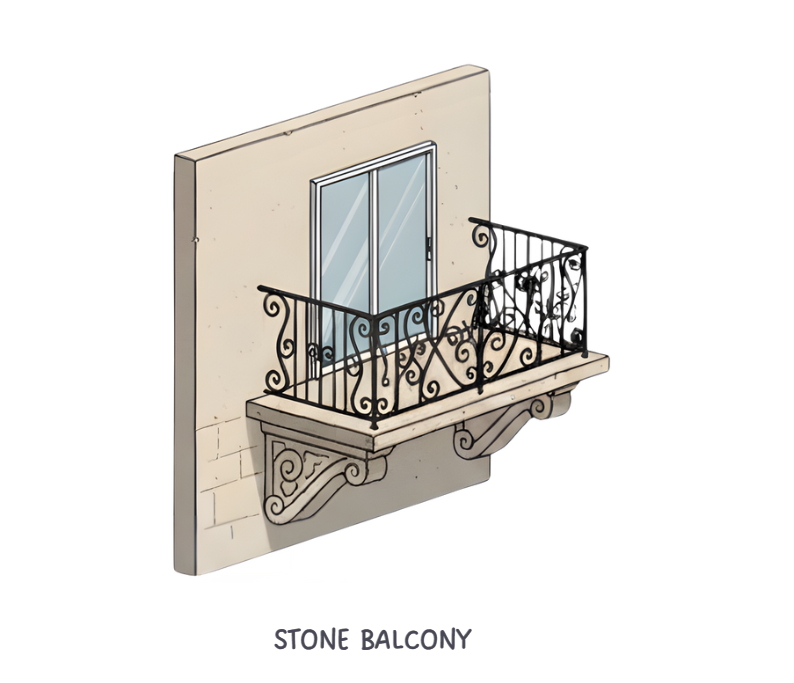 stone cantilever balcony