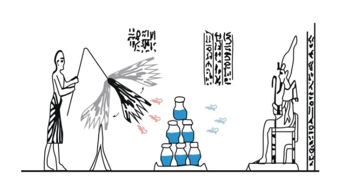 Egyptians way of fanning cool air to authority figures