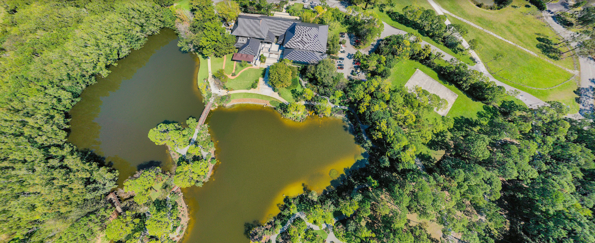 Aerial view of the&nbsp;Morikami Japanese Museum and Garden