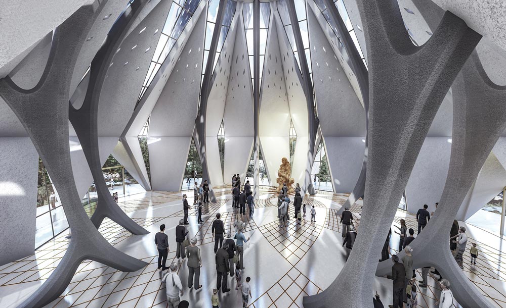 Meditation Hall Render created using Rhino and Grasshopper