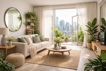 Bright interior space with abundant natural daylight