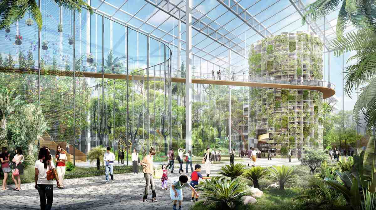 Sunqiao Urban Agricultural District in Shanghai combines hydroponics with public education.
