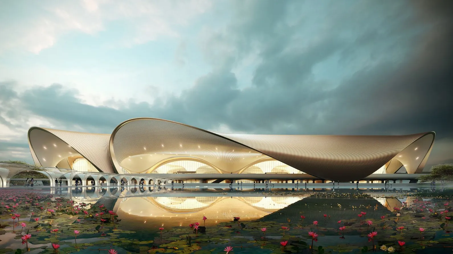 Fancy Facade Render Image of Navi Mumbai International Airport&nbsp;