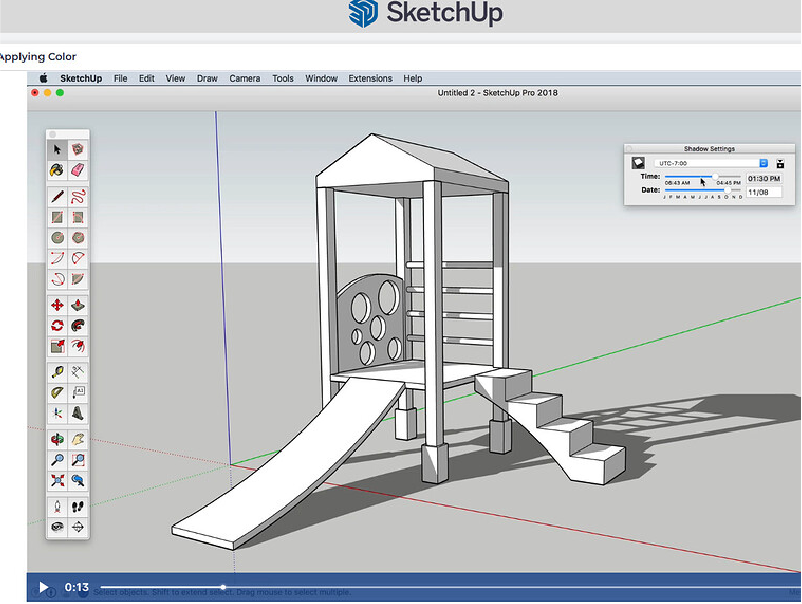 Toggle off shadow settings in SketchUp, Keeping the model simpler