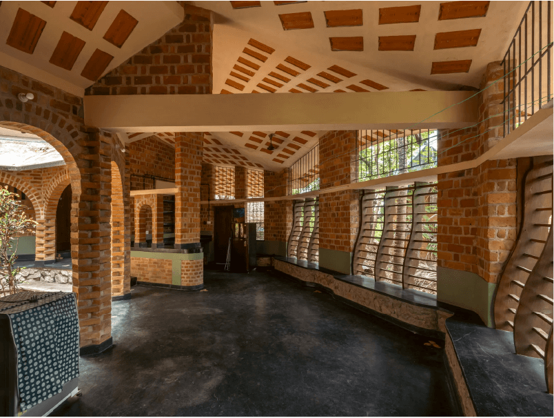 Corridor around the courtyard at Laurie Baker Research Centre Trivandrum