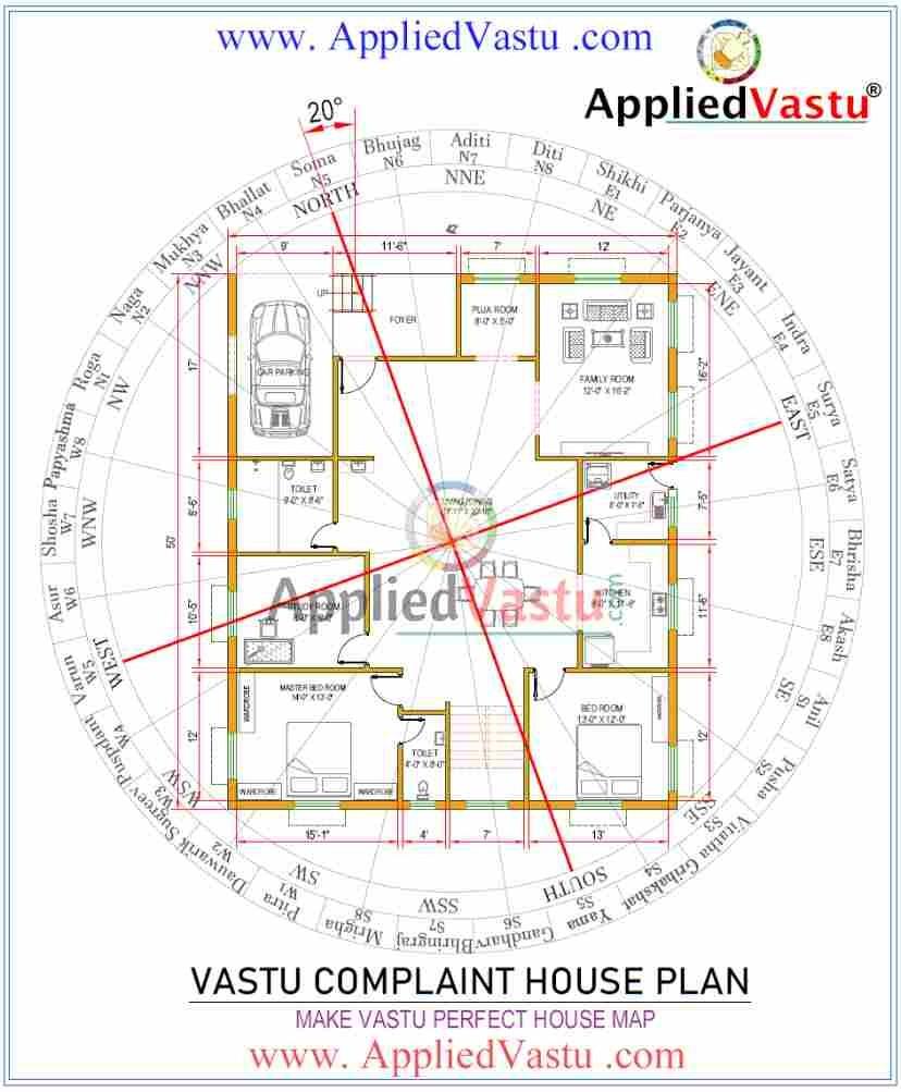 Vastu-optimized floor plan aligning functional zones with directional energies for balanced living and spatial harmony
