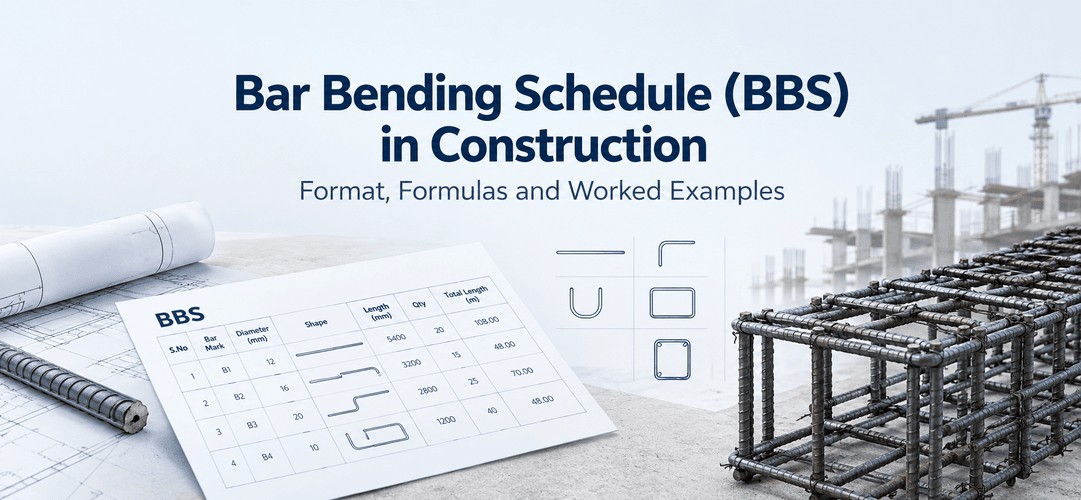 Bar Bending Schedule (BBS) in Construction: Format, Formulas and Worked Examples