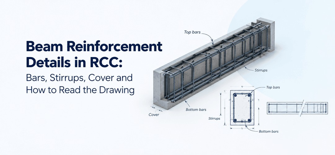 Beam Reinforcement Details in RCC: Bars, Stirrups, Cover and How to Read the Drawing