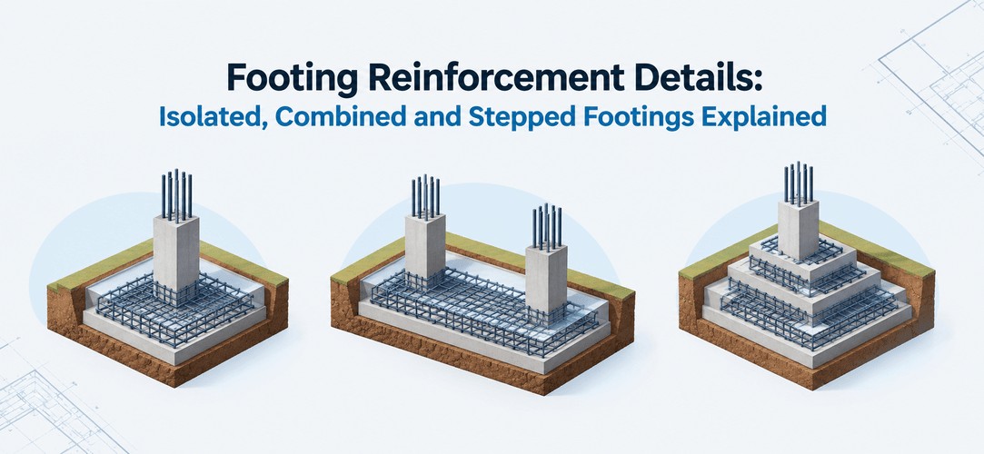 Footing Reinforcement Details: Isolated, Combined and Stepped Footings Explained
