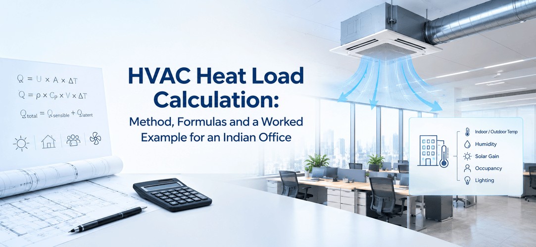 HVAC Heat Load Calculation: Method, Formulas and a Worked Example for an Indian Office