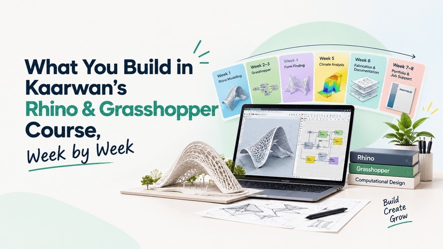 What You Build in Kaarwan's Rhino & Grasshopper Course, Week by Week